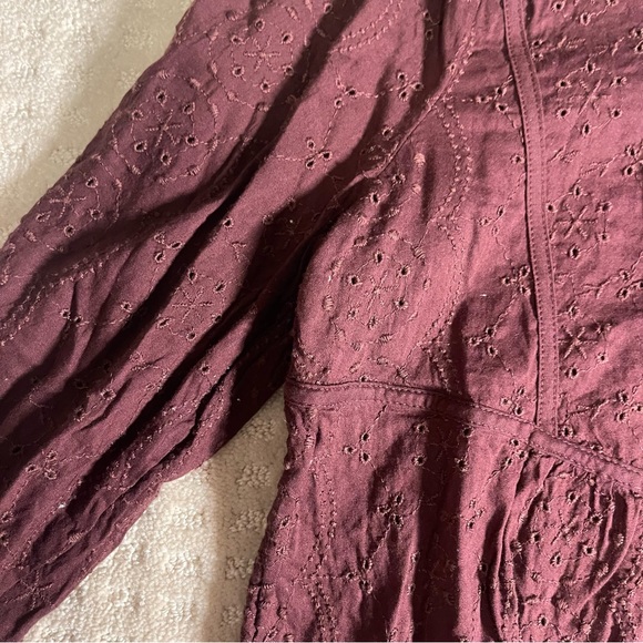 Old Navy burgundy eyelet long sleeve blouse - Picture 7 of 15